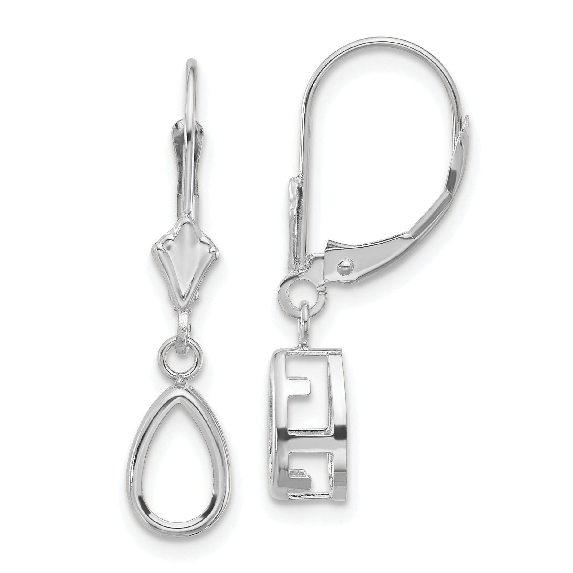 14k White Gold 8x5mm Pear Leverback Mounting (No Stone Included)s