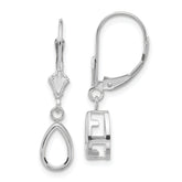 14k White Gold 8x5mm Pear Leverback Mounting (No Stone Included)s