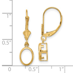 14k 8x6 Oval Leverback Earring Mounting (No Stone Included)