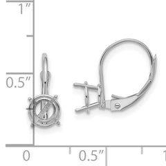 14k White Gold 6mm Round Leverback Mounting (No Stone Included)