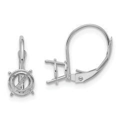 14k White Gold 6mm Round Leverback Mounting (No Stone Included)