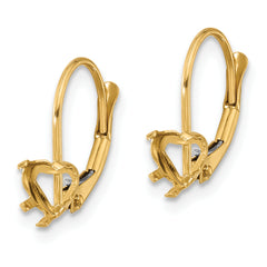 14k 5mm Heart Leverback Earring Mounting (No Stone Included)