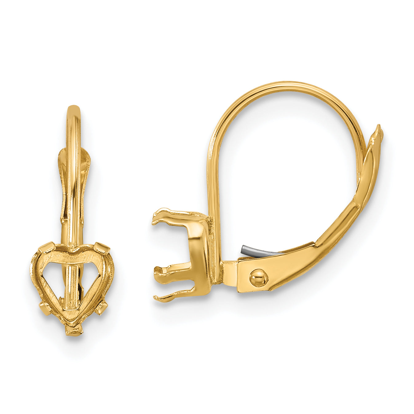 14k 5mm Heart Leverback Earring Mounting (No Stone Included)