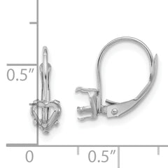 14k White Gold 5mm Heart Leverback Mounting (No Stone Included)