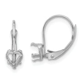14k White Gold 5mm Heart Leverback Mounting (No Stone Included)