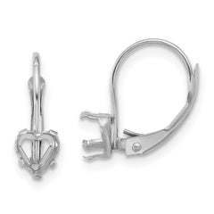 14k White Gold 5mm Heart Leverback Mounting (No Stone Included)