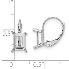 14k White Gold 7x5mm Emerald Leverback Mounting (No Stone Included)