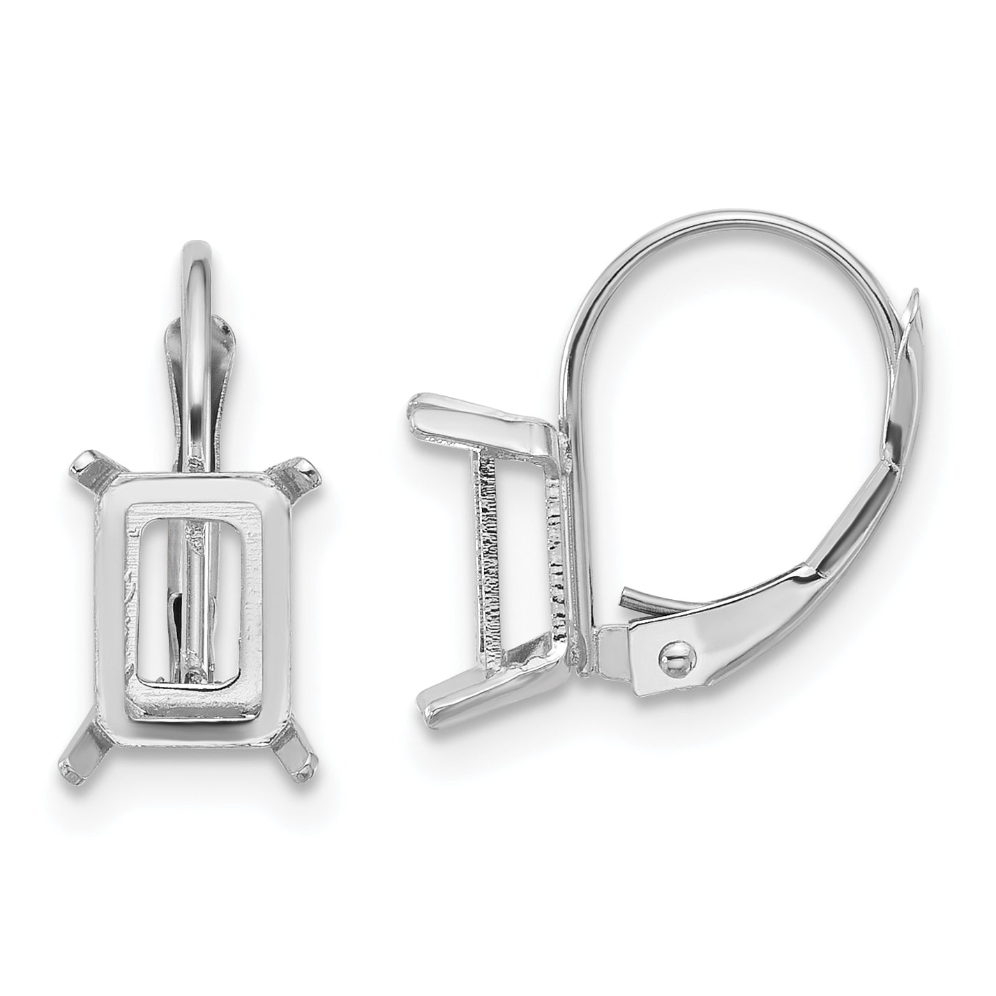 14k White Gold 7x5mm Emerald Leverback Mounting (No Stone Included)