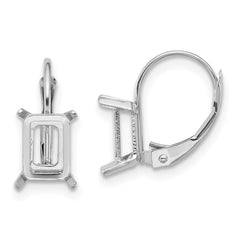 14k White Gold 7x5mm Emerald Leverback Mounting (No Stone Included)