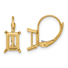 14k 7x5 Emerald Leverback Earring Mounting (No Stone Included)