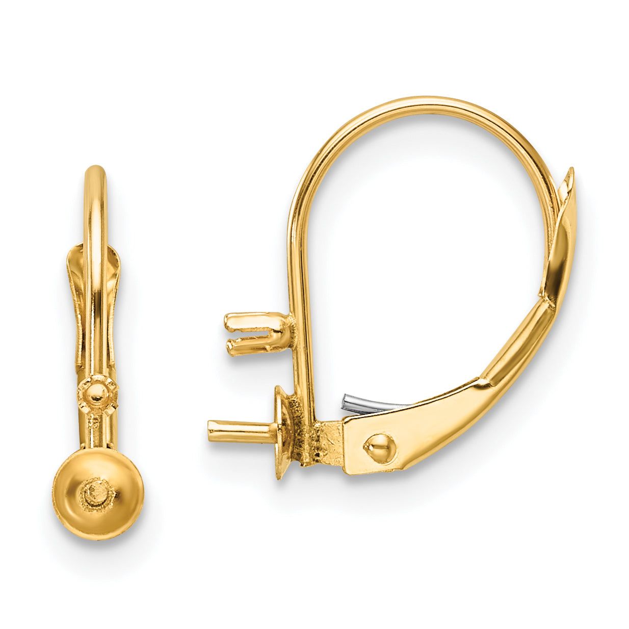 14k 5-5.5mm Pearl & Diamond Leverback Earring Mounting (No Stone Included)