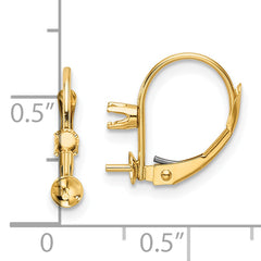 14k 6-6.5mm Pearl & Diamond Leverback Earring Mounting (No Stone Included)