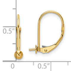 14k 6-6.5mm Pearl Leverback Earring Mounting (No Stone Included)