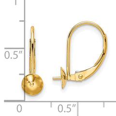 14k 7-7.5mm Pearl Leverback Earring Mounting (No Stone Included)