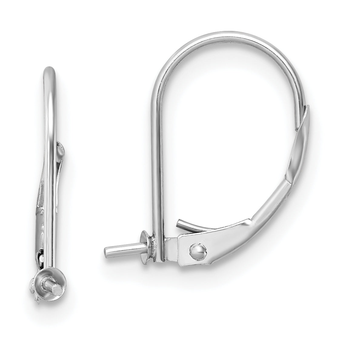 14k White Gold 5-5.5mm Pearl Leverback Earring Mounting (No Stone Included)