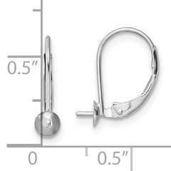 14k White Gold 6-6.5mm Pearl Leverback Earring Mounting (No Stone Included)
