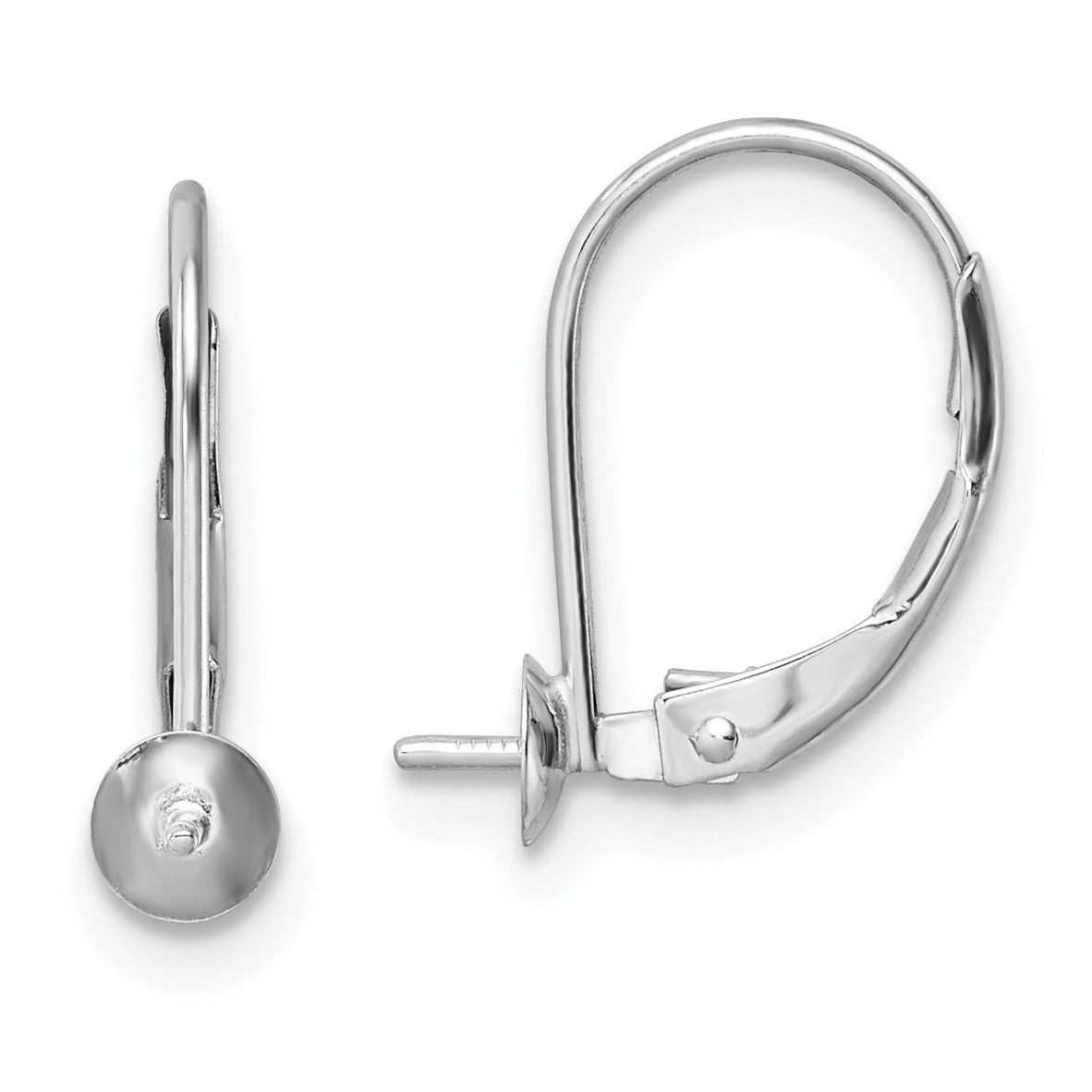 14k White Gold 6-6.5mm Pearl Leverback Earring Mounting (No Stone Included)