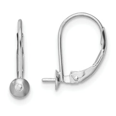 14k White Gold 6-6.5mm Pearl Leverback Earring Mounting (No Stone Included)