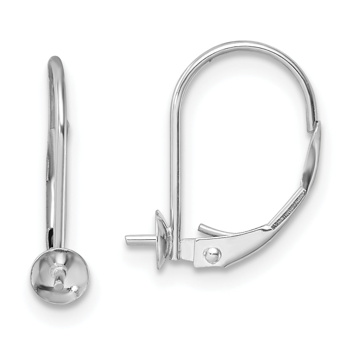 14k White Gold 7-7.5mm Pearl Leverback Earring Mounting (No Stone Included)