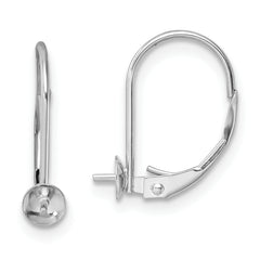 14k White Gold 7-7.5mm Pearl Leverback Earring Mounting (No Stone Included)