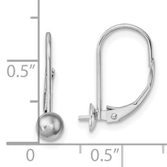 14k White Gold 8-8.5mm Pearl Leverback Earring Mounting (No Stone Included)