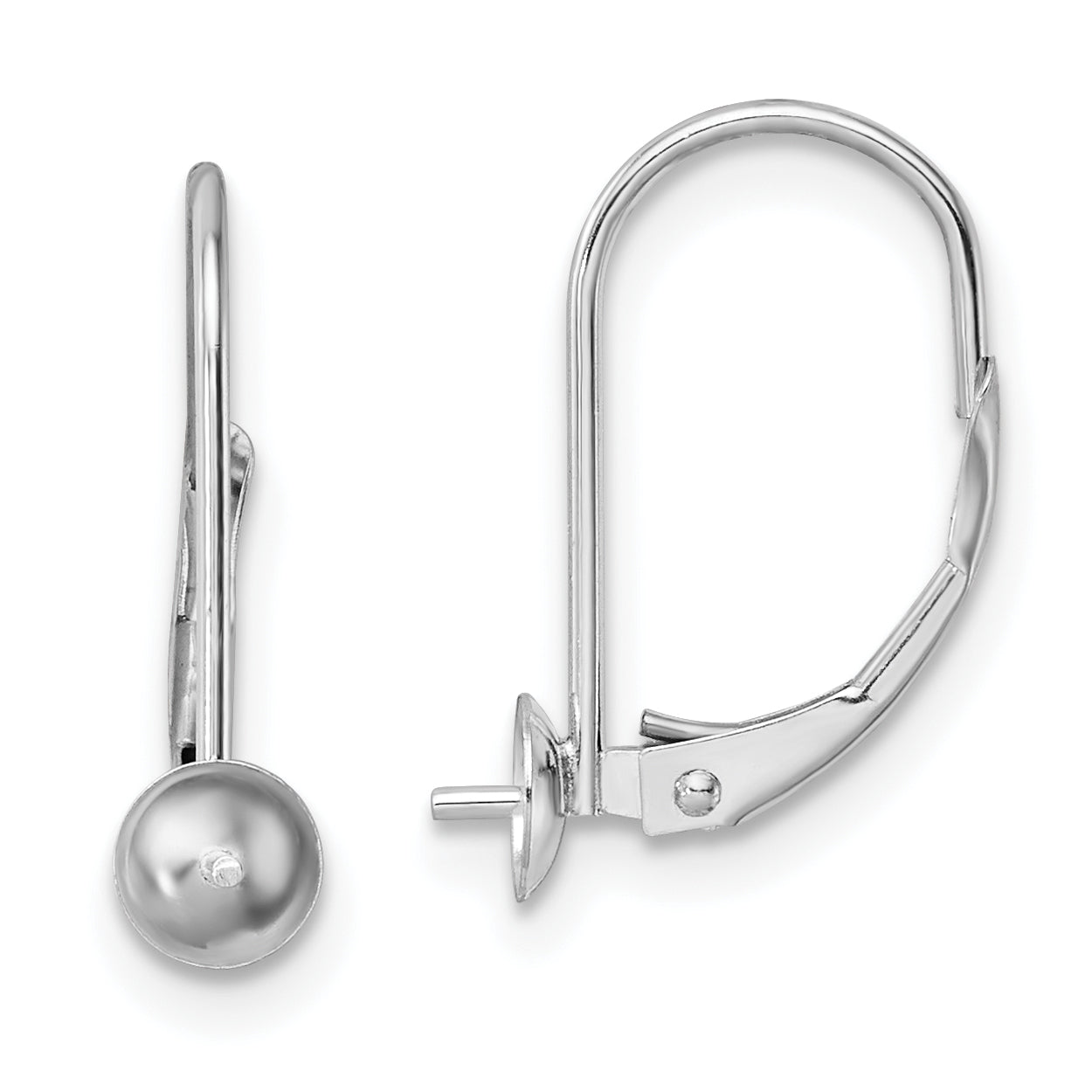 14k White Gold 8-8.5mm Pearl Leverback Earring Mounting (No Stone Included)