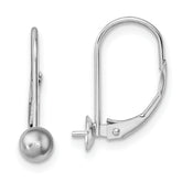 14k White Gold 8-8.5mm Pearl Leverback Earring Mounting (No Stone Included)