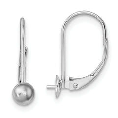 14k White Gold 8-8.5mm Pearl Leverback Earring Mounting (No Stone Included)