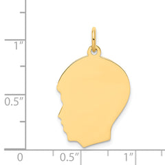 14k Plain Medium .009 Gauge Facing Left Engravable Boy Head Charm