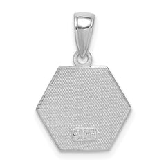 14K White Gold Textured Back Enameled Medical Disk Pendant