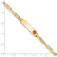 14K Medical Solid Chain/Solid Plate 26x7mm Soft Diamond Shape Off-Center Red Enamel Anchor Link 8 inch ID Bracelet