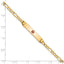 14K Medical Semi-Solid Chain/Solid Plate 26x5mm Centered Red Enamel Figaro Link 8 inch ID Bracelet