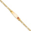 14K Medical Semi-Solid Chain/Solid Plate 26x7mm Soft Diamond Shape Off-Center Red Enamel Figaro Link 7 inch ID Bracelet - Sophia Jewelers