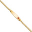 14K Medical Semi-Solid Chain/Solid Plate 26x7mm Soft Diamond Shape Off-Center Red Enamel Cuban Link 7 inch ID Bracelet