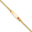 14K Medical Semi-Solid Chain/Solid Plate 26x7mm Soft Diamond Shape Off-Center Red Enamel Anchor Link 7 inch ID Bracelet
