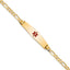 14K Medical Solid Chain/Solid Plate Soft Diamond Shape 33x8mm Centered Red Enamel Flat Figaro Link 8 inch ID Bracelet