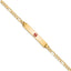 14K Medical Solid Chain/Solid Plate 34x6mm Centered Red Enamel Flat Figaro Link 7 inch ID Bracelet