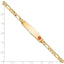 14K Medical Solid Chain/Solid Plate Soft Diamond Shape 33x8mm Off-Center Red Enamel Flat Figaro Link 8 inch ID Bracelet