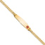 14K Medical Solid Chain/Solid Plate Soft Diamond Shape 33x8mm Off-Center Red Enamel Flat Curb Link 7 inch ID Bracelet