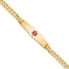 14K Medical Solid Chain/Solid Plate Soft Diamond Shape 33x8mm Centered Red Enamel Flat Curb Link 7 inch ID Bracelet