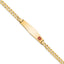 14K Medical Solid Chain/Solid Plate Soft Diamond Shape 33x8mm Off-Center Red Enamel Flat Curb Link 7 inch ID Bracelet