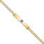 14K Medical Semi-Solid Chain/Solid Plate 34x6mm Centered Red Enamel Curb Link 7 inch ID Bracelet