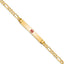14K Medical Solid Chain/Solid Plate 37x6mm Centered Red Enamel Figaro Link 7 inch ID Bracelet