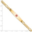 14K Medical Solid Chain/Solid Plate Soft Diamond Shape 36x9mm Centered Red Enamel Flat Figaro Link 8 inch ID Bracelet