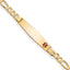 14K Medical Solid Chain/Solid Plate Soft Diamond Shape 36x9mm Off-Center Red Enamel Flat Figaro Link 8 inch ID Bracelet