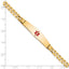 14K Medical Solid Chain/Solid Plate Soft Diamond Shape 36x9mm Centered Red Enamel Curb Link 8 inch ID Bracelet