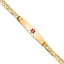14K Medical Solid Chain/Solid Plate Soft Diamond Shape 36x9mm Centered Red Enamel Anchor Link 7 inch ID Bracelet