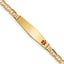 14K Medical Solid Chain/Solid Plate Soft Diamond Shape 37x9mm Off-Center Red Enamel Anchor Link 7 inch ID Bracelet