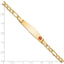 14K Medical Semi-Solid Chain/Solid Plate Soft Diamond Shape 37x9mm Off-Center Red Enamel Figaro Link 8 inch ID Bracelet
