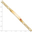 14K Medical Semi-Solid Chain/Solid Plate 37x6mm Off-Center Red Enamel Figaro Link 8 inch ID Bracelet